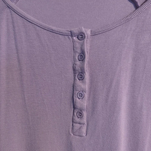 Long Sleeve Ribbed Henley Casual Top Size XL - Picture 3 of 7